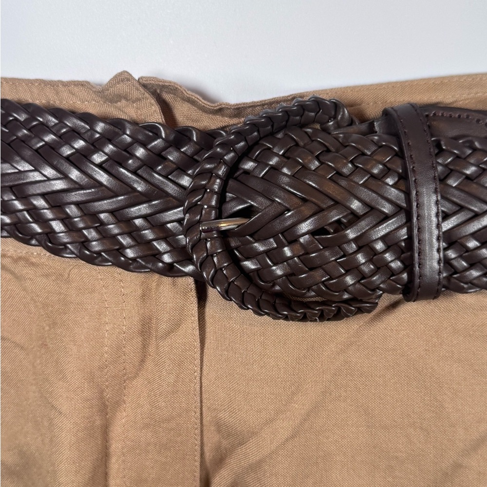 Appraisal Plus Camel Tan A-Line Skirt & Woven Brown Belt Set | Plus Size 18W - Picture 5 of 12
